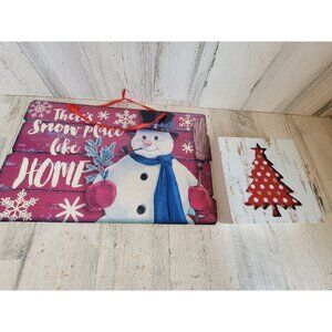 Snow place like home Xmas hanging sign decor tree cut out‎ set